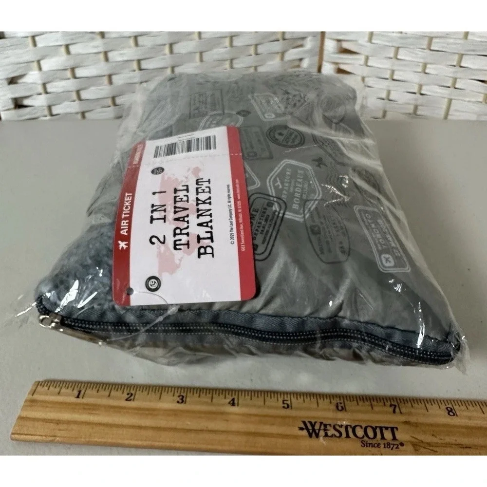 The Loot Company‎ 2 In 1 Travel Blanket Gray/Blue Fleece NWT